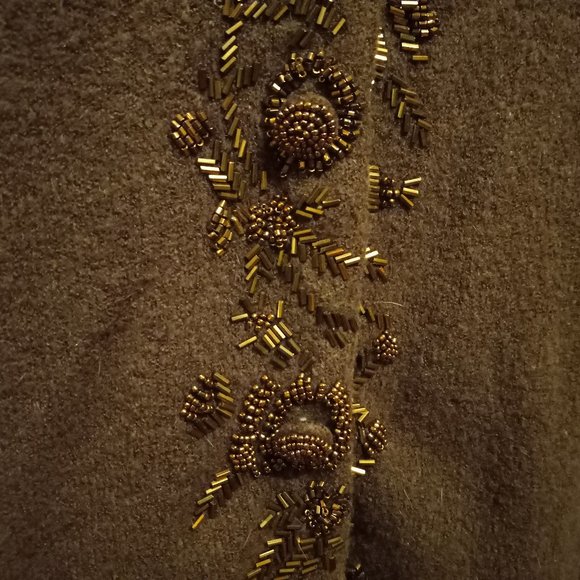 Moda International Chocolate Brown Button-Down Beaded Sweater Size XS (T-335) - Picture 7 of 8